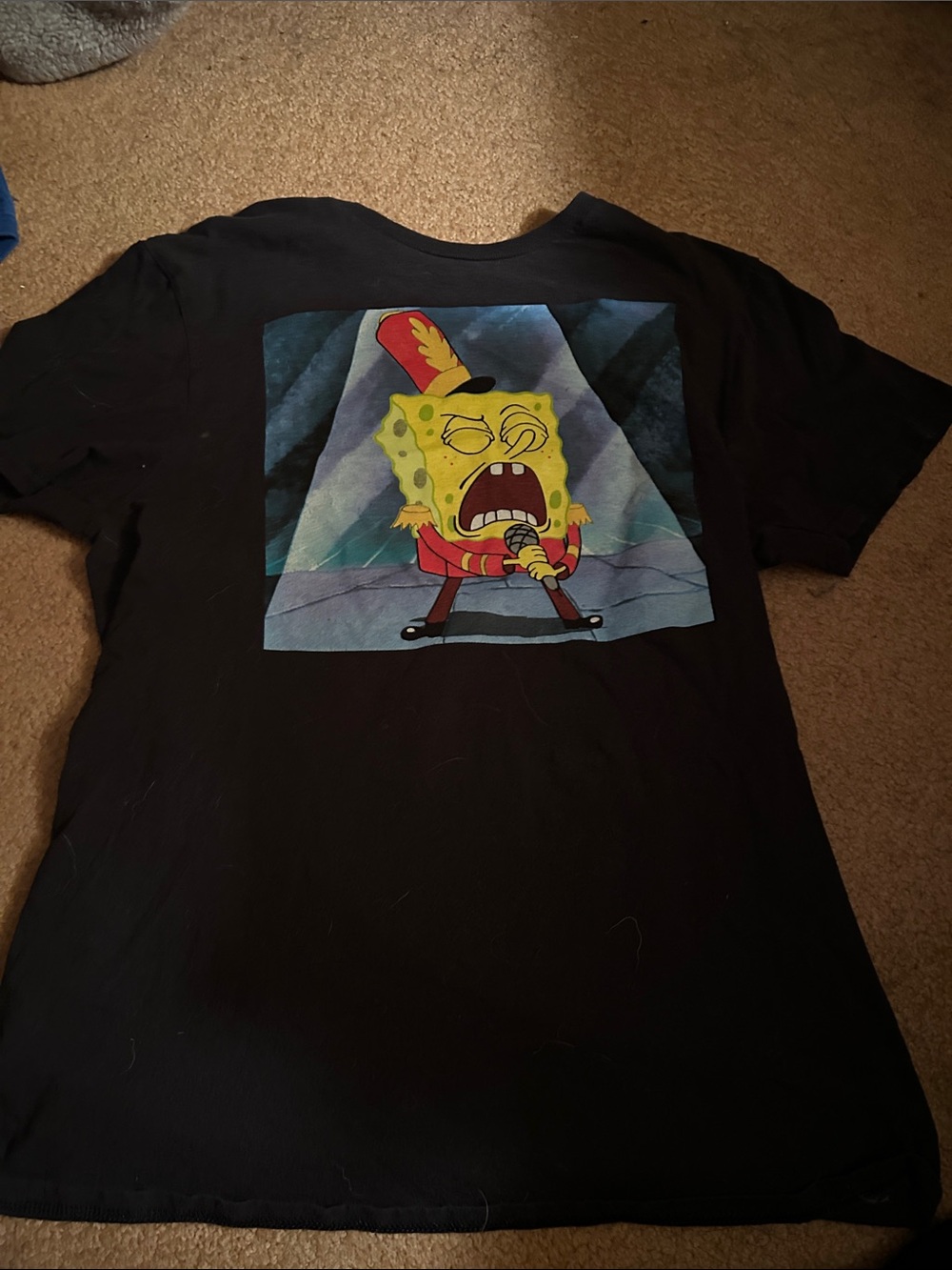 SpongeBob Squarepants Black Graphic Tee with Yellow Character Print